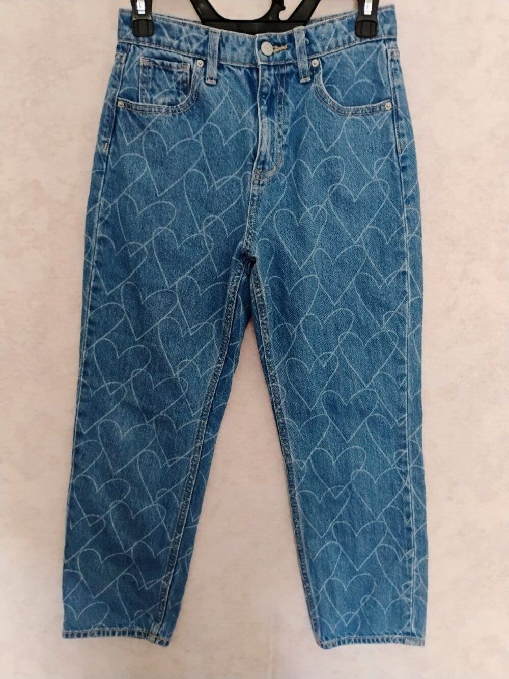 Old Navy Heart Print High-Rise Slouchy Jeans Size 12